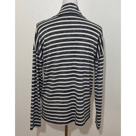 Banana Republic The Signature Tee Small Stripped Knit Top Mock Neck Stretch - Picture 6 of 9